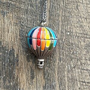 Fossil Multicolor Enamel Hot Air Balloon Locket Pendant Necklace